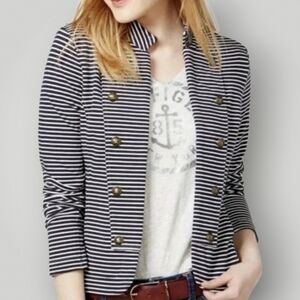 Tommy Hilfiger Striped Military Blazer Small Petite Black White Breton Nautical